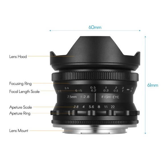 RISESPRAY 7.5mm f/2.8 Fisheye Lens - Picture 3 of 11